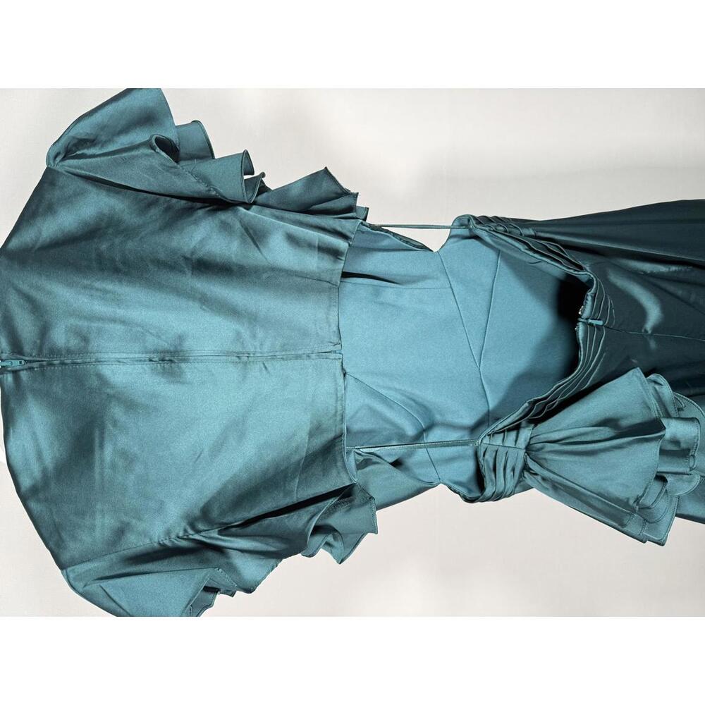 NWT Mac Duggal Green Asymmetrical Ruffle Dress Size 4 - Picture 8 of 13